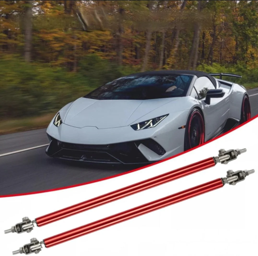 2 Pcs Universal Adjustable Red Bumper Splitter Rods | Large Front Lip ...