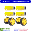 TT Motor & Wheel Set 4-Pack (8pcs) | Dual Shaft 5V DC Plastic Gear Motor with High Torque & Durable Wheels for DIY Robotics Cars Kits by Electrica. 
