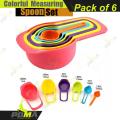 Colorful Measuring Cups 6 pcs Set, Measuring Spoons Kitchen Utensils, Gadgets Cup Measurements Set, Plastic Cups Multi Colour. 