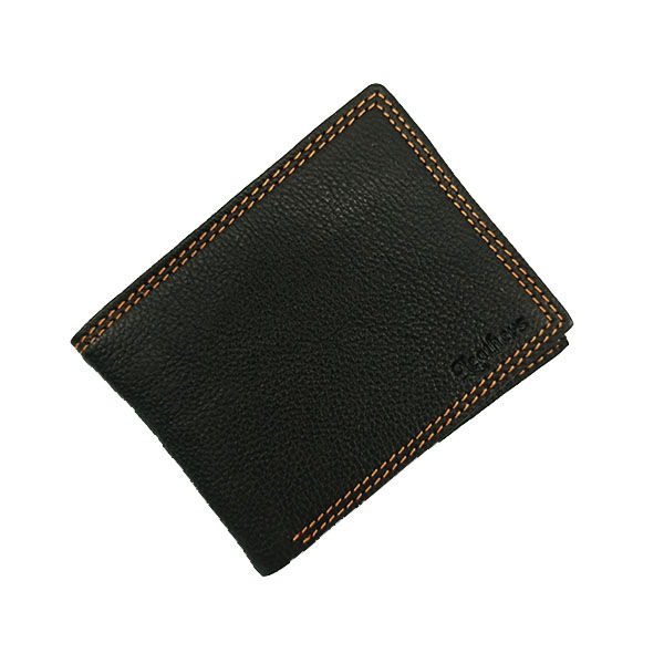 Pocket Size Black Textured Leather Wallet
