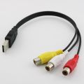1Pc Usb Male Plug To 3 Rca Female Adapter Audio Converter Video Av A/V Cable Usb To Rca Cable For Hdtv Tv Television Wire Cord. 