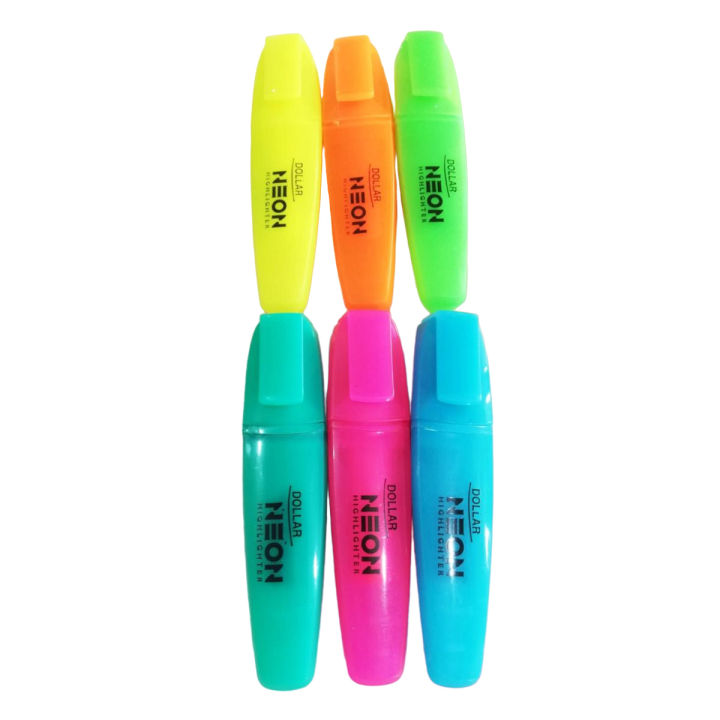 Pack of NEON Highlighter in different Colours - 6Pcs
