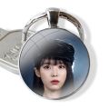 Cartoon Design Fashion Creative Kpop IU Girls Glass Cabochon Keychain Pendant Car Key Chains Handmade. 