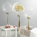 1Pc 18inch Transparent Balloon with Sticker Happy Birthday For Birthday and Party Decoration,-(K.S.). 