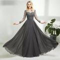 New Fashion Arena Gray Chiffon Long Evening Dress. 