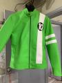 Men's Leather Jacket Green Cartoon Slim fit Faux Leather Jacket. 