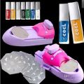 Nail Stamping Machine with 6 pattern metal plates and Seven colors nail polish for Nail Art. 