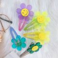Colorful Sunflower Hairpin for Baby Girls Smile Face Acrylic Hair Clips Cute Barrettes Children Kawaii Baby Hair Accessories. 