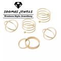 Pack of 6 Rings For Girls Vintage Jewelry Joint Finger Ring Gold Black Silver Stackable Rings Set For Women Birthday Gift For Girl 6 Pieces Rings For Girls Wedding Gift Anniversary Gift For Women Soomas Mart Rings. 