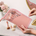 Travel Makeup Brush Bag Portable Cosmetic Brush Holder Organizer Waterproof Stand-Up Makeup Brush Pouch Zipper Toiletry Bag. 