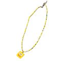 [ New ] Yellow Series Series Beaded Bead Necklace Cute Girly Style SpongeBob Smiley Face Clavicle Chain Necklace. 
