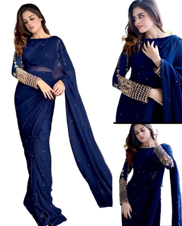 Women%20Stitched%20Embroidered%20Pearl%20Chiffon%20Saree%20With%20Blouse%20&%20Petticoat%20-%20Image%203