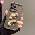 Cartoon Cute M Bean 3D Little Bear Doll Simple Couples Case Compatible For IPhone 7Plus 11 15 14 12 13 Pro Max 7 8 15 6S 6 Plus XR XS MAX X SE 2020 Soft Angel Eyes Cover. 