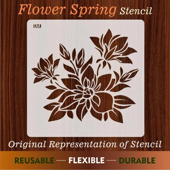 Floral%20Stencil%20%E2%80%93%20Rose,%20Sunflower,%20Leaves%20for%20Wall%20&%20Fabric%20Painting%20ID#100%20-%20Image%202