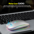 Rechargeable - Wireless Mouse Ultra Slim Gaming Mouse RGB Dual Mode 5.1 Bluetooth Mouse Rechargeable Battery Gaming RGB USB Wireless Optical Mouse With Silent Clicks Black 2.4G Backlit Mice - Plug and Play For Laptop, PC, Computer, MacBook, iPad, Smart TV. 
