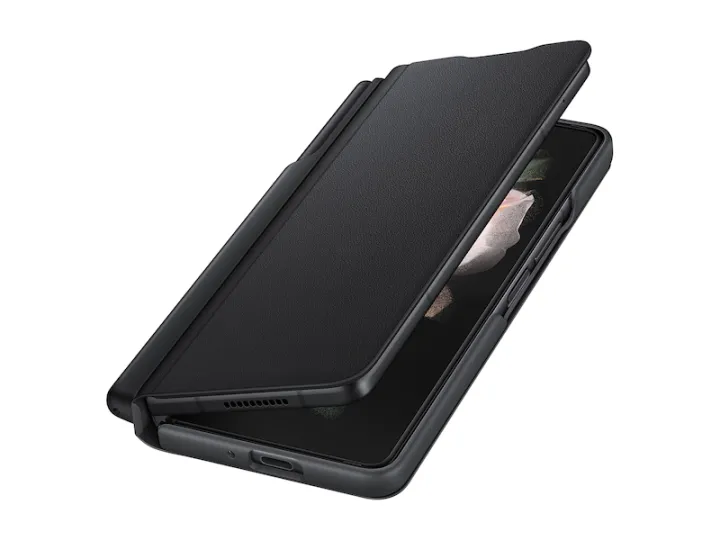 Samsung%20Galaxy%20Z%20Fold%203%20Leather%20Flip%20Cover%205G%20Black%20-%20Image%202