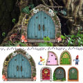 Garden Tree Decoration Adorable Delicate Wooden Door Sculpture. 