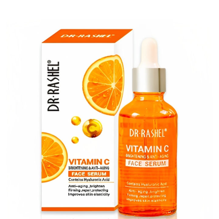 Dr Rashel Vitamin C Serum for Face Brightening & Anti-Aging Dry Skin Oily Skin Glowing Face acne scars - Vitamin C Face Serum Before Makeup for face Whitening with Hyaluronic Acid - 50ml