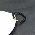 Unisex Fashion Black Matte Stone Dumbbell Fitness Gym Adjustable Punk Bracelet. 