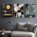 Home Décor Canvas Art Picture Prints 3 Pieces Nordic Geometric Canvas Wall Art Print Decorative for Living Room Home Décor Frame. 