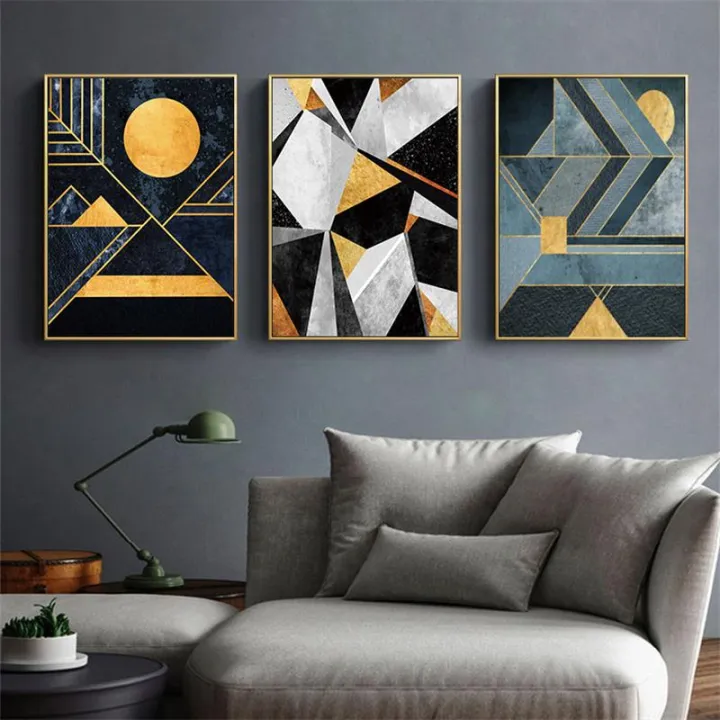 Home%20D%C3%A9cor%20Canvas%20Art%20Picture%20Prints%203%20Pieces%20Nordic%20Geometric%20Canvas%20Wall%20Art%20Print%20Decorative%20for%20Living%20Room%20Home%20D%C3%A9cor%20Frame%20-%20Image%204