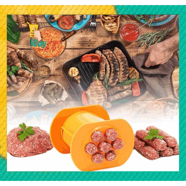 One Press Cevapcici Sausage Maker - 7 Sausages In One Press - Non Stick Kitchen Barbecue Grilling Party Molds for Easily Making Delicious Stuffed Sausages - BBQ Grill Accessories - Easy to Use