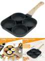 Non-Stick Egg Frying Pan, 4-Hole Pancake Pan with Non-Stick Coating, Rectangular Frying Pan with Anti-scald Handle, for Breakfast, Fried Egg, Pancakes, for Induction Cookers & Gas Stoves. 