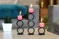 METAL ROOTS Cast Iron Candle Holder Set  (Black, Set of 3). 