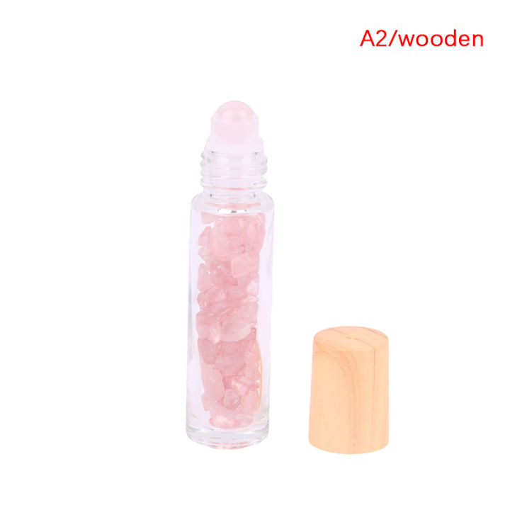 10ml Roll On Bottle Essential Oil Natural Jade Roller Bottles with Crystal Chip Glass Travel Refillable Bottle Containers Gener