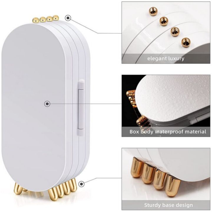 New Foldable 4 Layer Jewelry Organizer with Mirror (Box Packing) - 23.5 x 11.5 x 6.5 cm Jewelry Display Rack Storage Hanging Necklace Earrings Box 4 Doors Foldable Screen Mirror Organizer