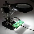 TE-800 5-LED Desktop Magnifying Glass with Auxiliary Clip and Soldering Stand. 