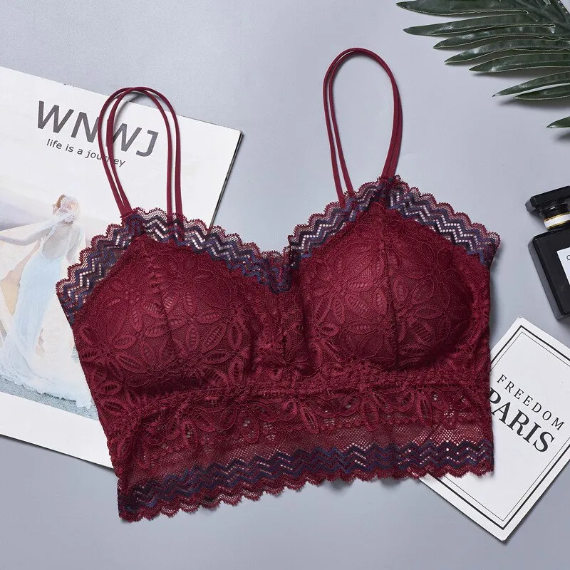 Bralette In Pizzo Con Ferretto Push Up E Coppe Imbottite Per Donna - Biancheria Intima
