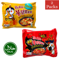 Samyang Ramen Pack of 2 DEAL | Samyang hot chicken 2x Spicy Ramen (Red) + Samyang Cheese Ramen (Yellow) | 140 grams each Noodle | Spicy Ramen | Buldak Korean Ramen | Spicy Korean Noodles | Samyang Noodles. 