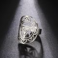【2023NEW】COOLTIME Yoga Hindu Lotus Open Rings Stainless Steel Meditation Kali Yantra Rings for Women Fashion Jewlery Gift 2023 New in. 