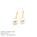 St.delan Freshwater Pearl Earrings Simple and Fashionable Stainless Steel Stud Earrings Wholesale Titanium Steel 14K Gold Plated Earrings. 