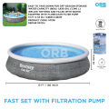 Bestway Fast Set Pools with Filter, 13 ft & 15 ft Extra Large Size Family Pool with 33 inch & 42 in depth, Inflatable Top Ring Quick Setup Deep Swimming Pool for Home with Water Filtration Pump, BW 57376, 57372, 57313, Easy Set Heavy Duty 3 Ply PVC Pool. 