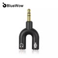 Bluewow HD11 Audio Extension Cable Headphone Splitter for Computer 3.5mm Female to 2 Male 3.5mm Mic U Splitter Headset to PC Adapter. 
