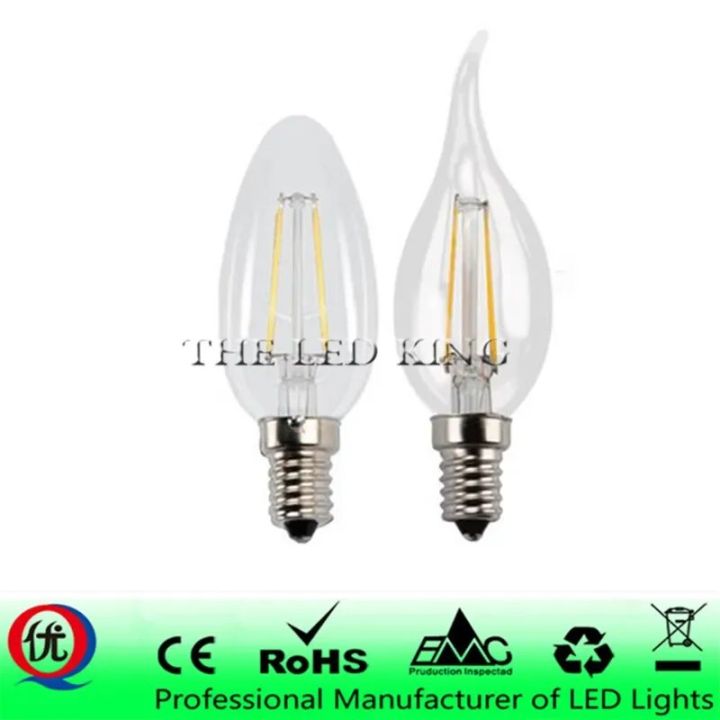 E14 LED Filament C35 Lamp C35L Dimmable Glass Candle Bulb 220V 4W 8W 12W Replace 20W 40W 60W Halogen Light Chandeliers