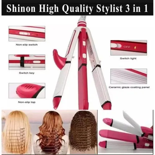 SHINON%203%20in%201%20Hair%20Straightener%20Crimper%20And%20crimple%20and%20roller%20Curler%20SH%208088%20Pink%20And%20White%20-%20Image%202