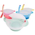 Suction Based Baby Feeding Set Spoon And Bowl Set For Baby with Lid High Quality Material BPA-Free with Temperature Sensitive Color Chnage Feature. 
