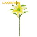 Fake Flowers Decor Realistic Artificial Lily Branch with Green Leaves for Home Wedding Party Decor Indoor Outdoor Faux Flower Arrangement Photo Props Wedding Artificial Lilies. 