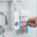 Best Quality Set of Toothpaste Dispenser & Brush Holder - White [High Quality] Toothpaste Dispenser and tooth brush holder Toothpaste Dispenser automatic For Homes And Bathrooms white Automatic Toothpaste Dispenser & Toothbrush Holder - Multi-Functional. 