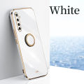 For Realme XT Back Cover with Ring Holder Stand Plating Square Bumper Protective Case Camera Lens Protection Soft Silicone Shockproof Mobile Phone Cases. 