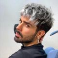 Men Short Straight Wig Ombre Grey Black Synthetic Wig for Male Hair Fleeciness Realistic Natural Toupee Wigs. 