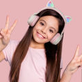 Cute Cat Ear Bluetooth Wireless LED Light Glow Headset Girl Earphones Headphone. 