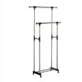 Clothes Hanger With Wheels Drying Rack - Silver And Black. 