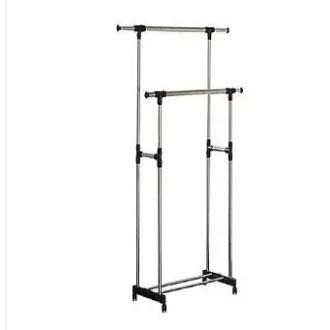 Clothes Hanger With Wheels Drying Rack - Silver And Black