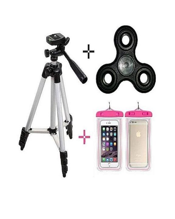 Pack of 3 - 3110 Tripod With Fidget Spinner & Water Proof Pouch