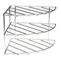 Corner Shelf Plate Rack - 3 Tier Kitchen Cabinet Organiser - black. 