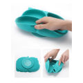 【Happier】 Baby Silicone Dinner Plate Children's Tableware Infant Bowl Eating Training Fork and Spoon Set. 